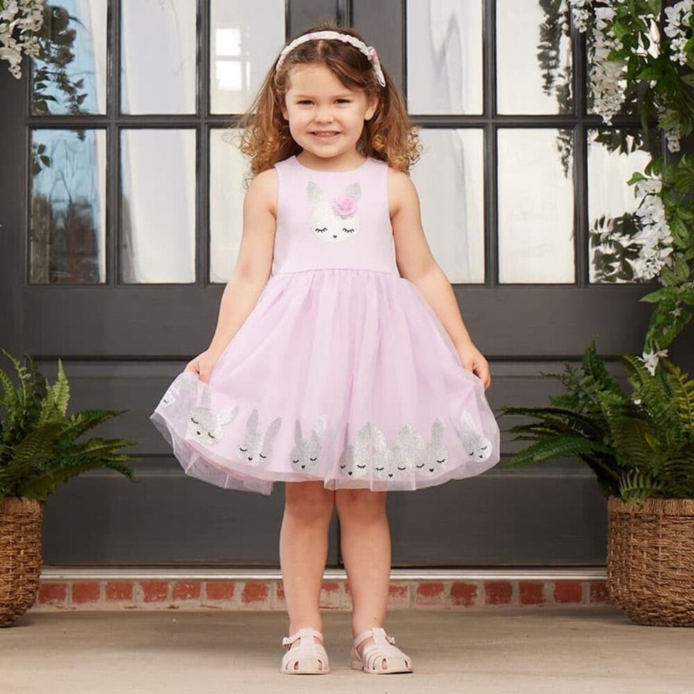 Lilt Toddler Girls Size 2T Easter Glitter Bunny Tutu Dress‎ in Purple/Silver